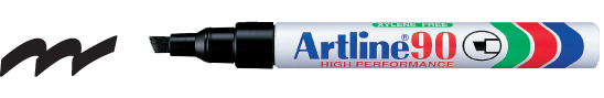 Artline Permanent Marker Set, Artline 90, Artline Marker - CHISEL / FLAT (Set of 10pcs)