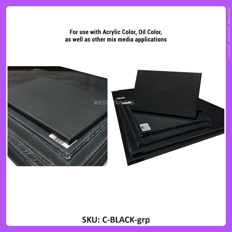 Black Stretched Canvas Black Painting Canvas (Acrylic, Oil, Mix Media) 30cm, A4, A3, A2, A1 (LIMITED STOCK)