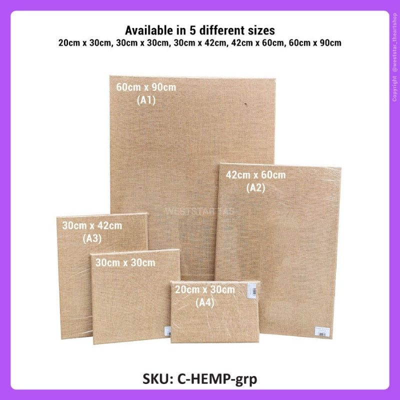 Stretched Hemp Fabric Stretched Canvas Hemp Painting Canvas, Square, A4, A3, A2, A1 (LIMITED STOCK)