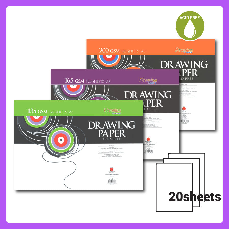 Campap A3 Drawing Paper (20sheets) 135gsm, 165gsm, 200gsm