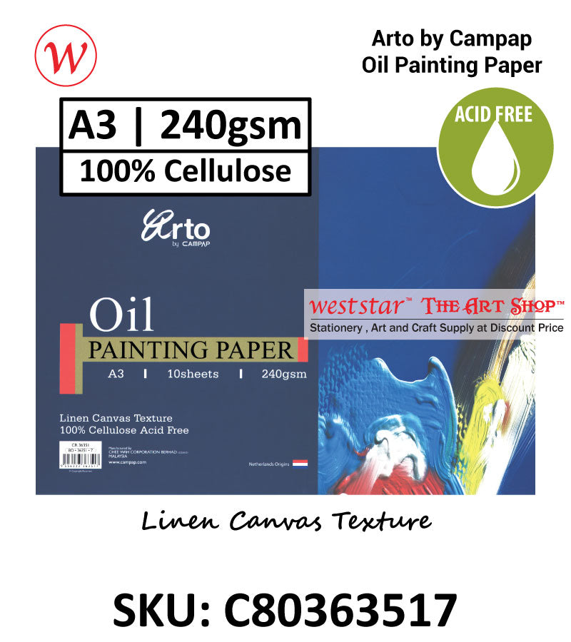 Arto by Campap Oil Painting Paper 240g (ACID FREE, 100% Cellulose)