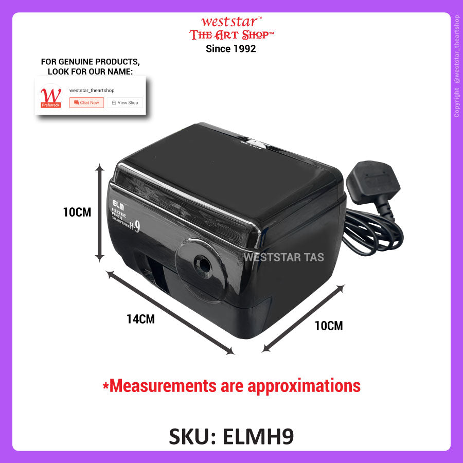 Electric Pencil Sharpener (ELM H-9), Heavy Duty Classroom Sharpener, Studio, Office