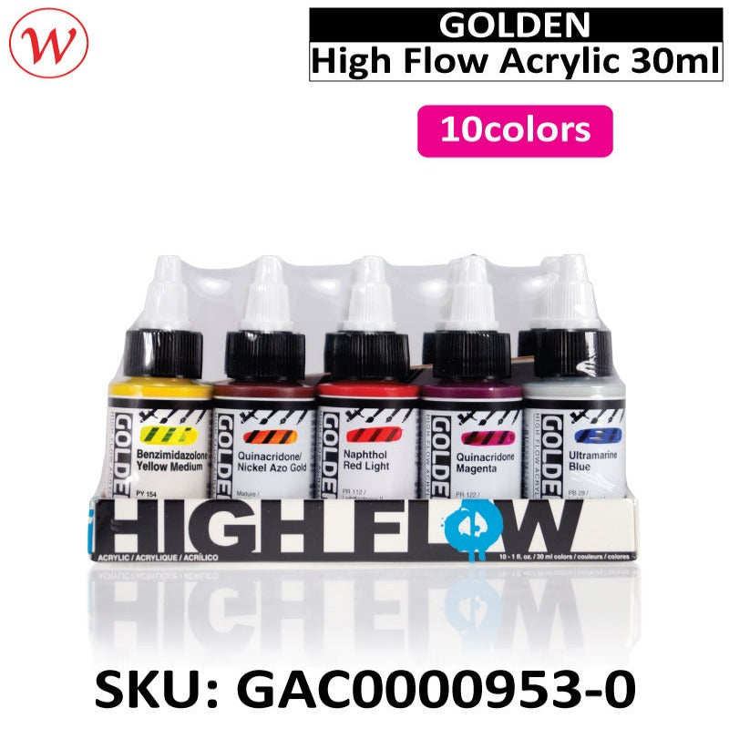 Golden High Flow Acrylic  Set | (10Colors * 30ml)