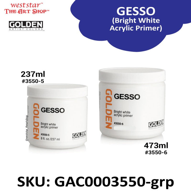 Golden Gesso , Bright White Acrylic Primer | 237ml , 473ml