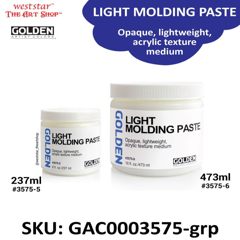 Golden Light Molding Paste , lightweight acrylic texture medium | 237ml / 473ml [Weststar The Art Shop]
