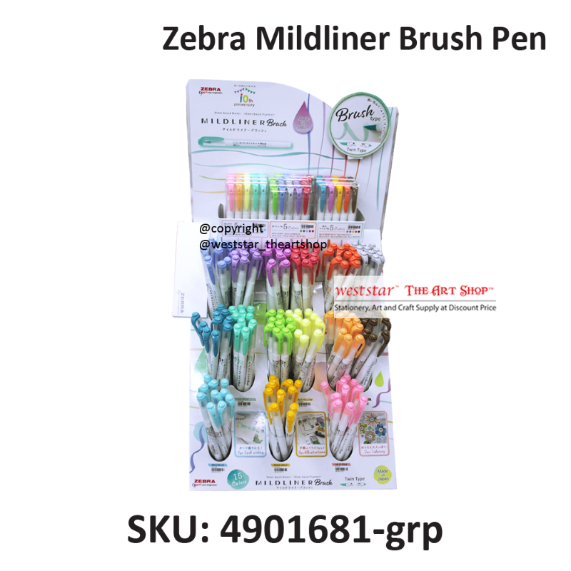 Zebra Mildliner Brush Pen Marker, Brush Marker Twin Tip, Double-Sided Marker, Super Fine Marker