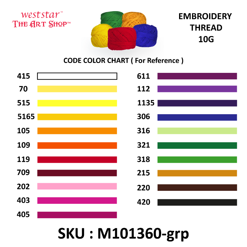Embroidery Thread 10G - STANDARD COLOR