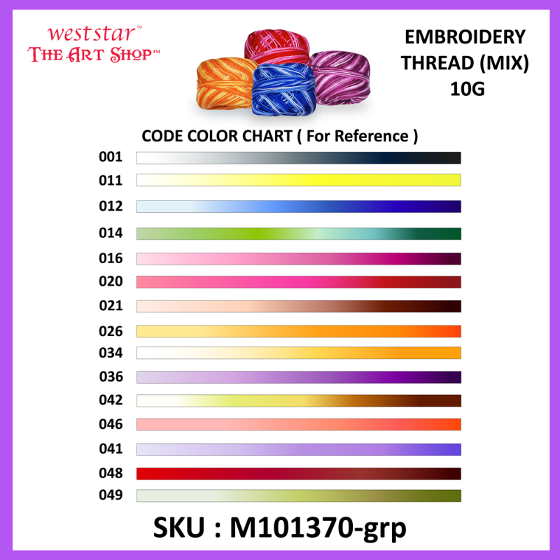 Embroidery Thread (MIX) 10G - ASSORTED COLOR