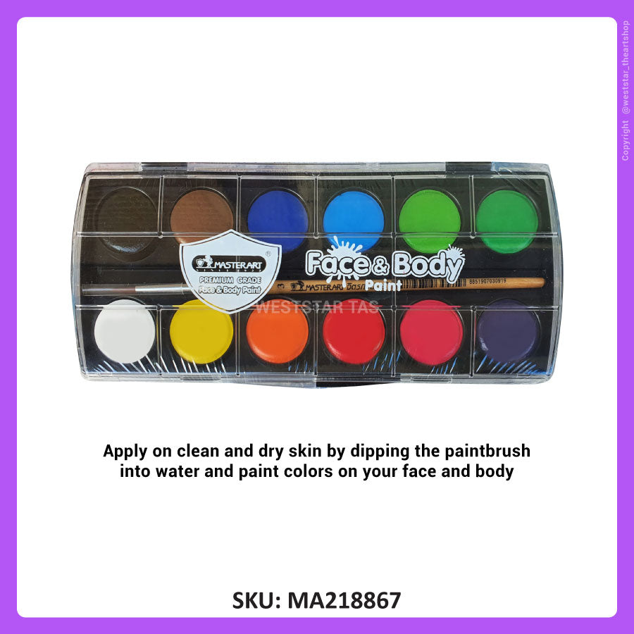 MasterArt Face & Body Paint 12colors + 1brush