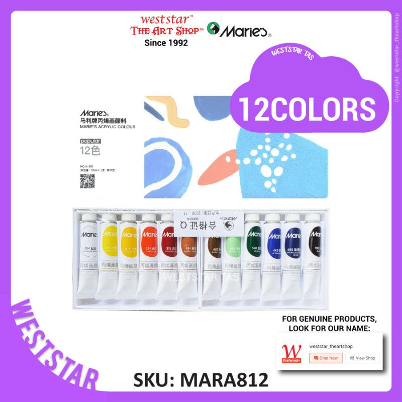 Marie's Acrylic Color Set (12ml) - 12, 18, 24colors