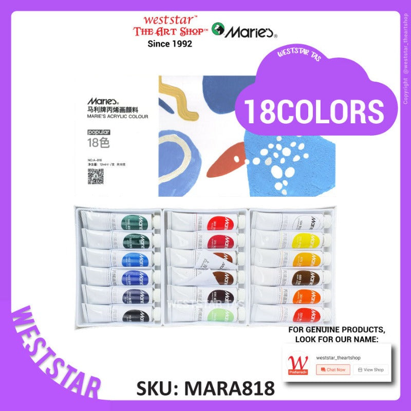 Marie's Acrylic Color Set (12ml) - 12, 18, 24colors