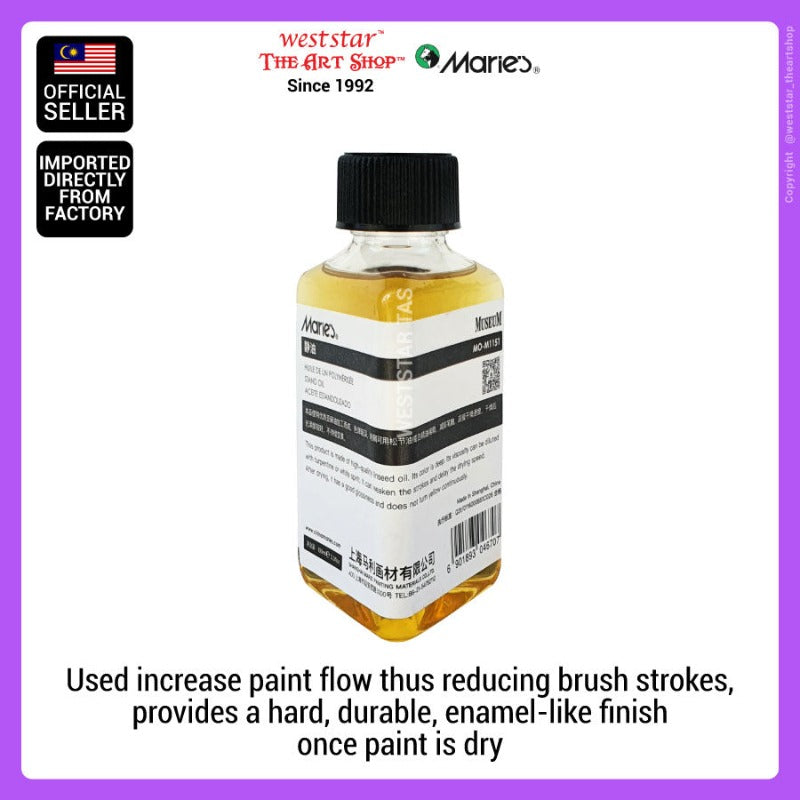 Marie's Museum Stand Oil for Oil Color 100ml (Slows drying time, provides enamel-like finish)