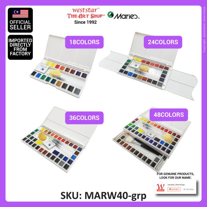 Marie's Watercolor Set, Marie's Half Pan Watercolor Half Pan Set Solid Watercolor Set