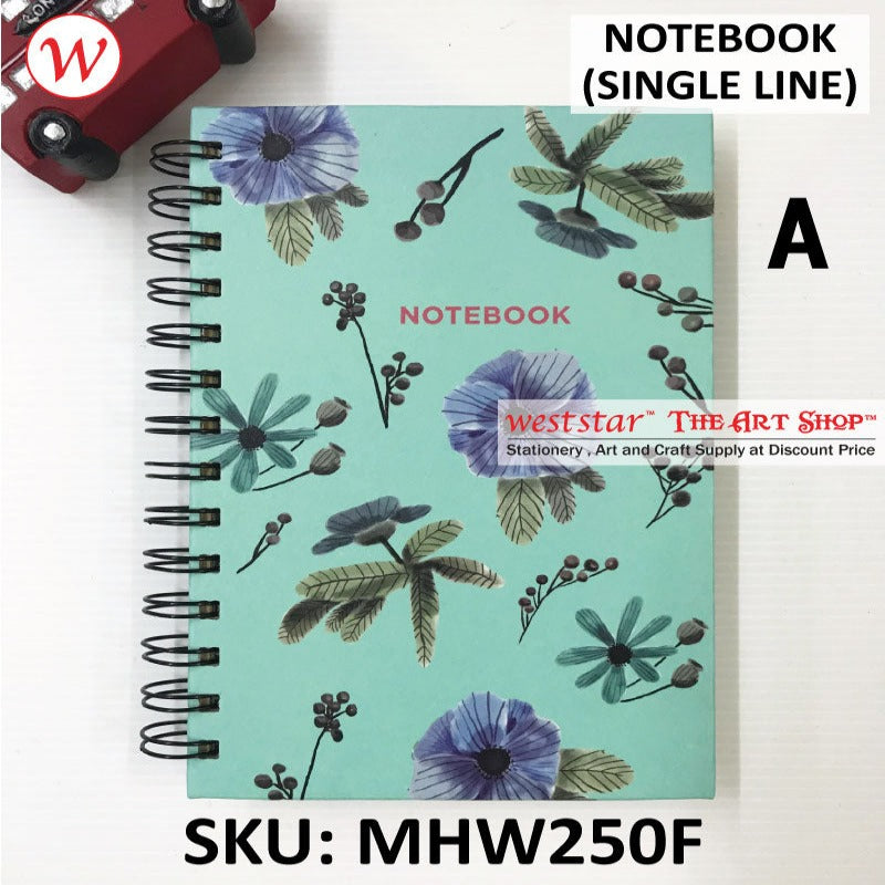 Master Print Wire-O Note Book Floral - HARD COVER