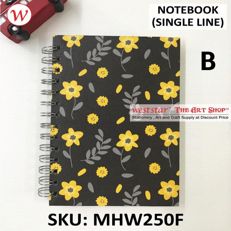 Master Print Wire-O Note Book Floral - HARD COVER