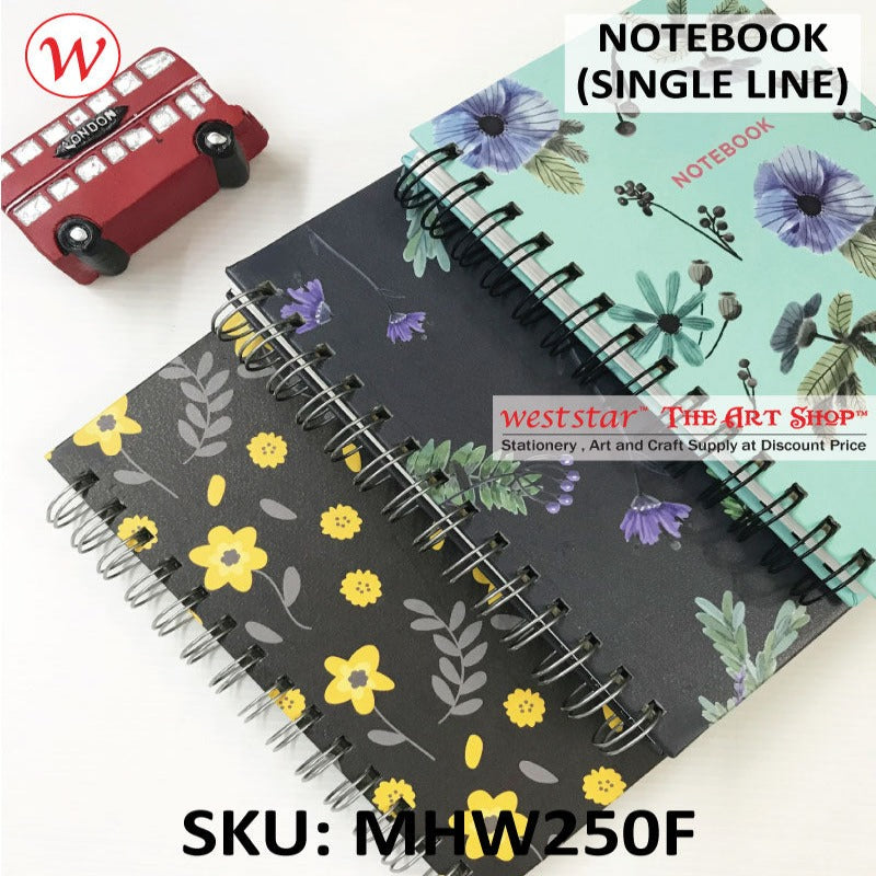 Master Print Wire-O Note Book Floral - HARD COVER