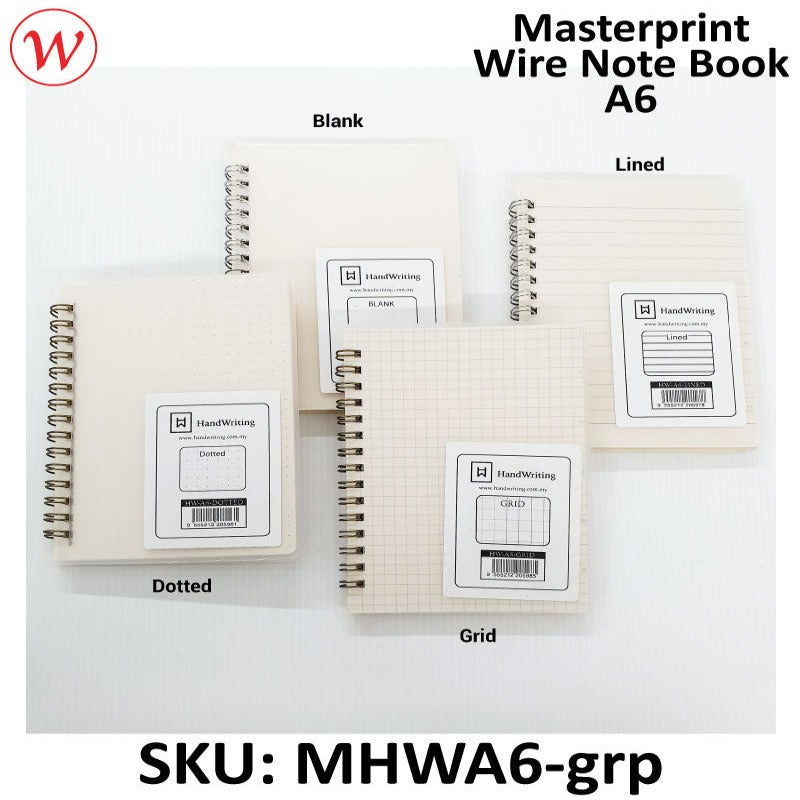 Masterprint Wire Note Book - A6 | BLANK, DOTTED, GRID, LINED