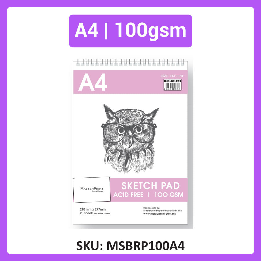 A4 MasterPrint Wire-O Sketch Book (19sheets) - 100gsm , 135gsm , 165gsm