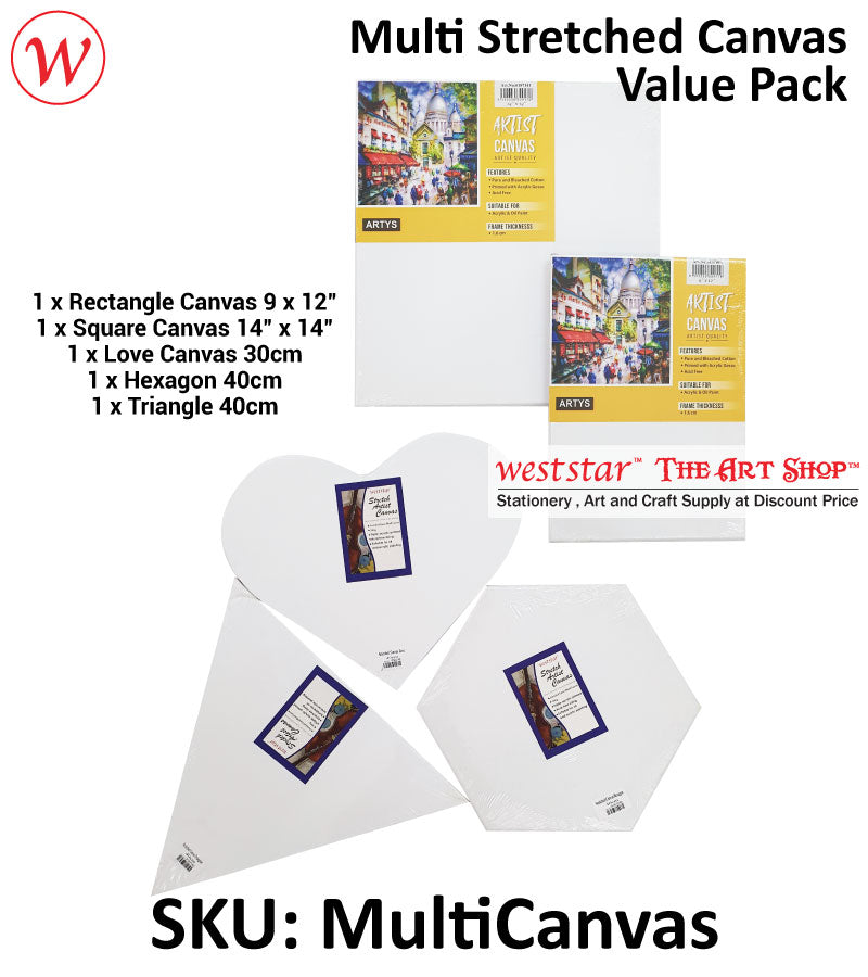 ARTYS Multi Canvas Stretched Canvas Value Pack