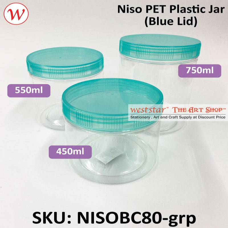 Niso PET Plastic Jar (Blue Lid)