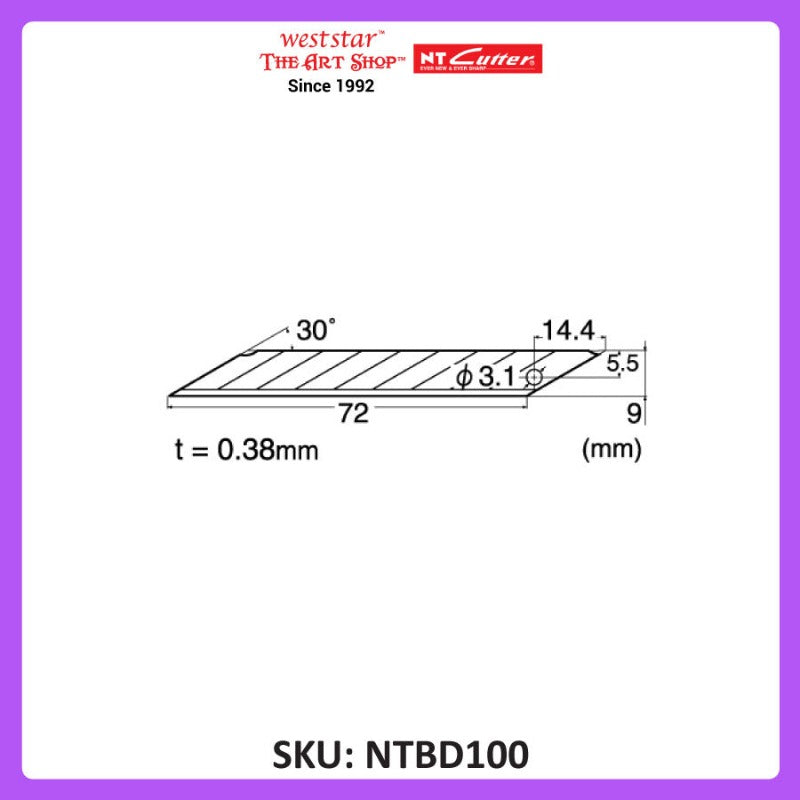 NT Cutter Spare Blade , Cutter Blade | BD-100