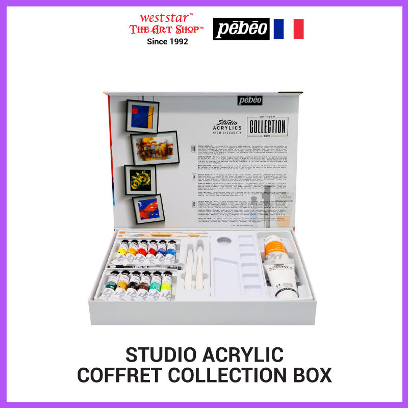 Pebeo Coffret Collection Studio Acrylic Box / Acrylic Kit with Canvas