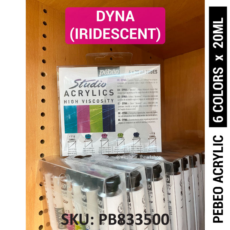 Pebeo Studio Acrylic Colors DYNA Acrylic Paint Set Iridescent 6color x 20ml *Online Exclusive Promo*