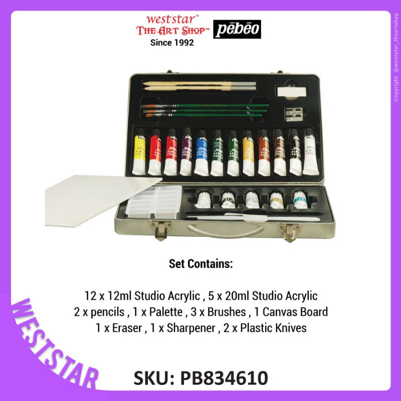 Pebeo Studio Acrylic Atelier Collection Metal Set (28pcs)