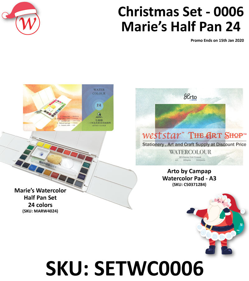 Christmas Set 0006 - Marie's Half Pan Watercolor Set | 24colors