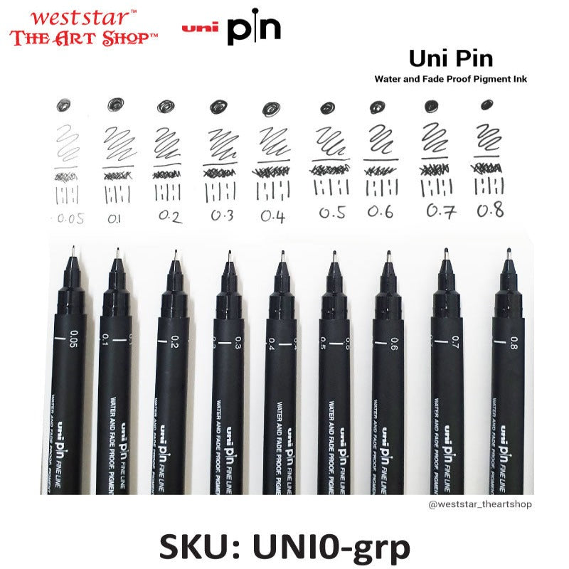 Uni Pin Fine Liner / Pigment Ink (Water and Fade Proof)