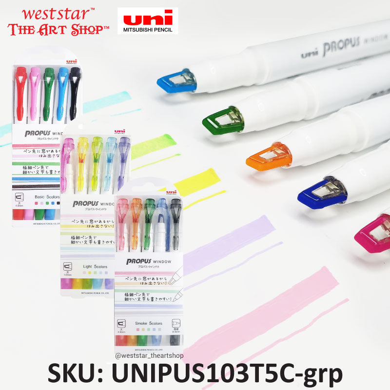 Uni Propus Window Highlighter 5 Colors Set