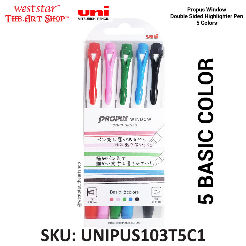 Uni Propus Window Highlighter 5 Colors Set