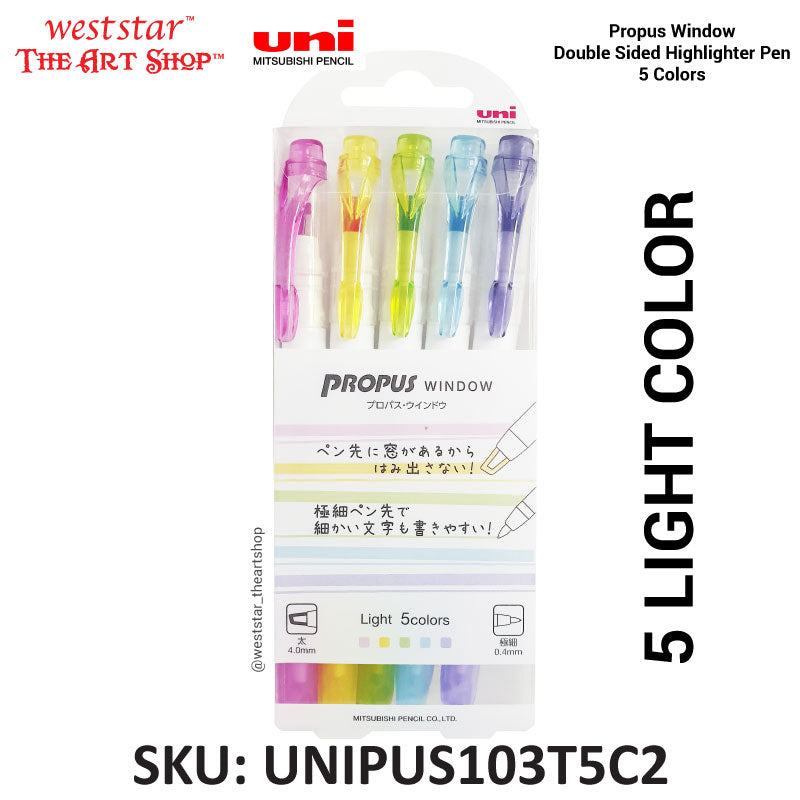 Uni Propus Window Highlighter 5 Colors Set