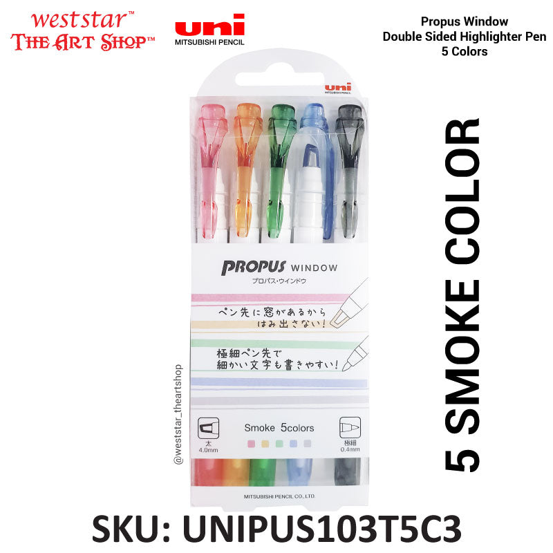 Uni Propus Window Highlighter 5 Colors Set