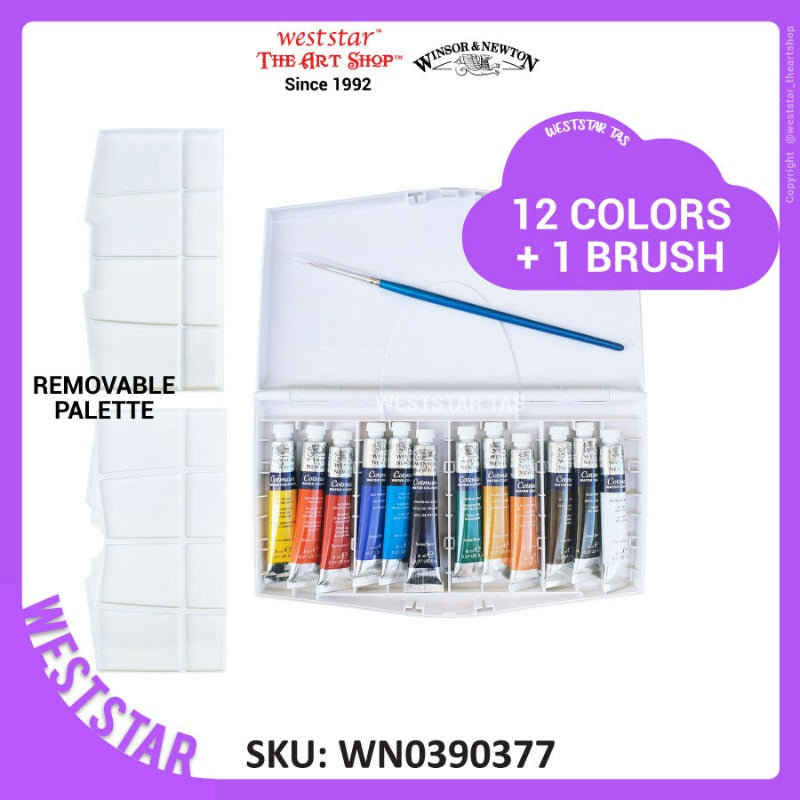 Winsor & Newton Cotman Watercolor Set (8ml) , Painting Plus 12colors