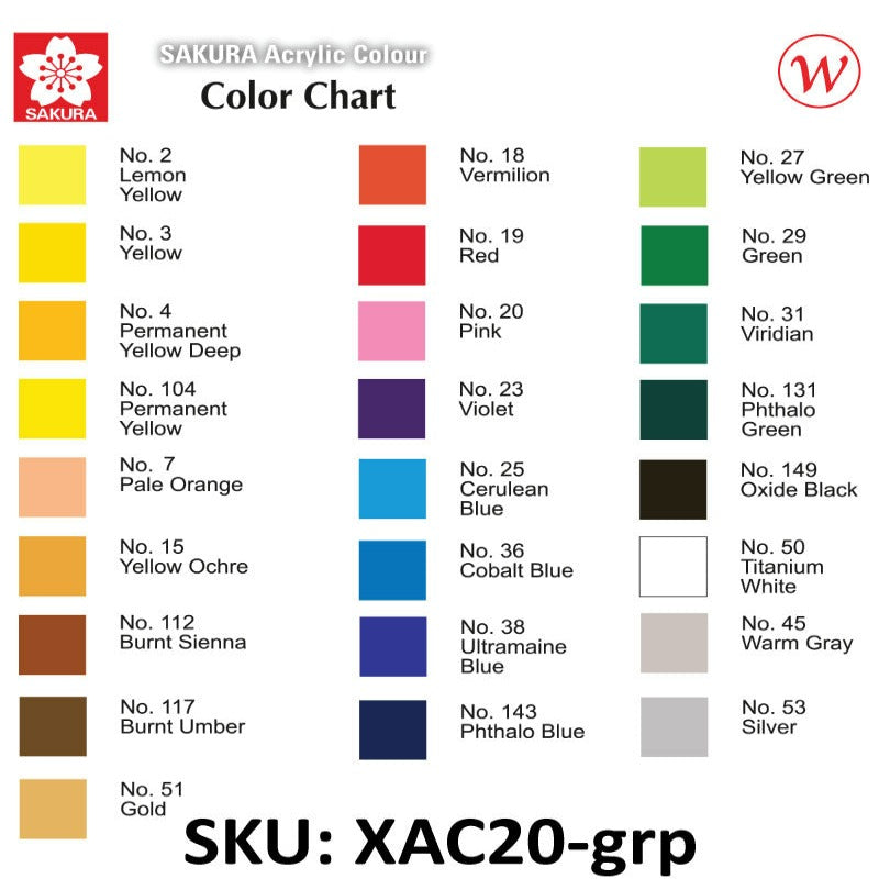 Sakura Acrylic Color, Acrylic Colour - 20ml (Small Tube)