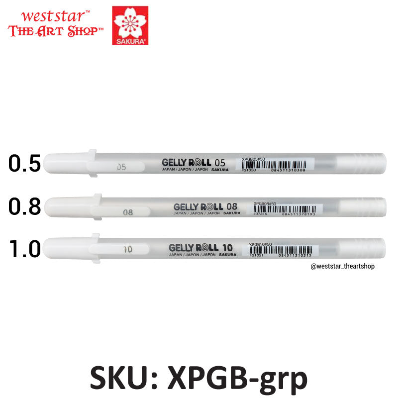 Sakura Gelly Roll White Pen | 0.5 , 0.8 , 1.0