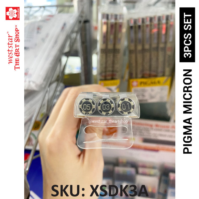 Sakura Pigma Micron Drawing Pen Black Ink, Set of 3pcs