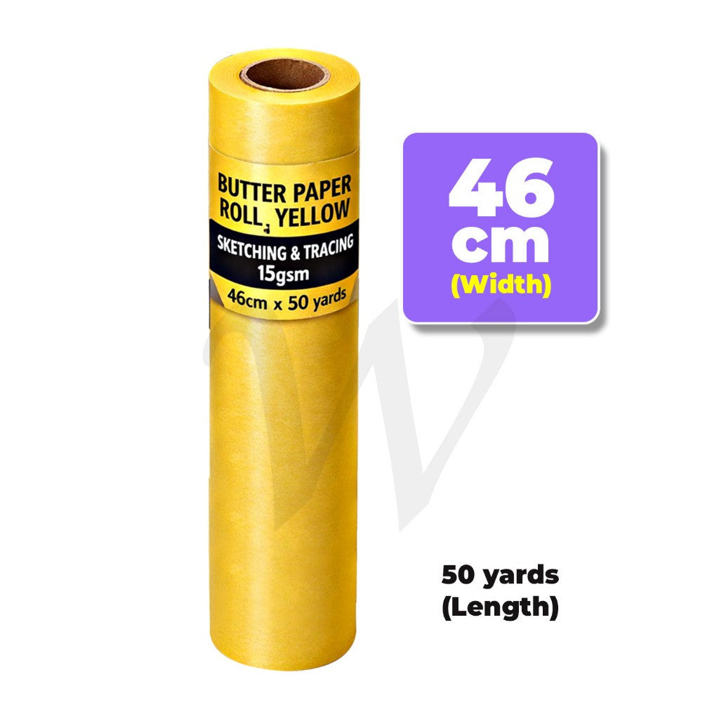 Butter Paper Roll YELLOW  for Sketching & Drawing - 15g  (30cm / 46cm*50 yard )