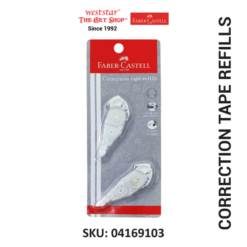 [Weststar TAS] Faber-Castell Correction Tape and Refills (5mm x 6m) , Flexi-Roller Corrector