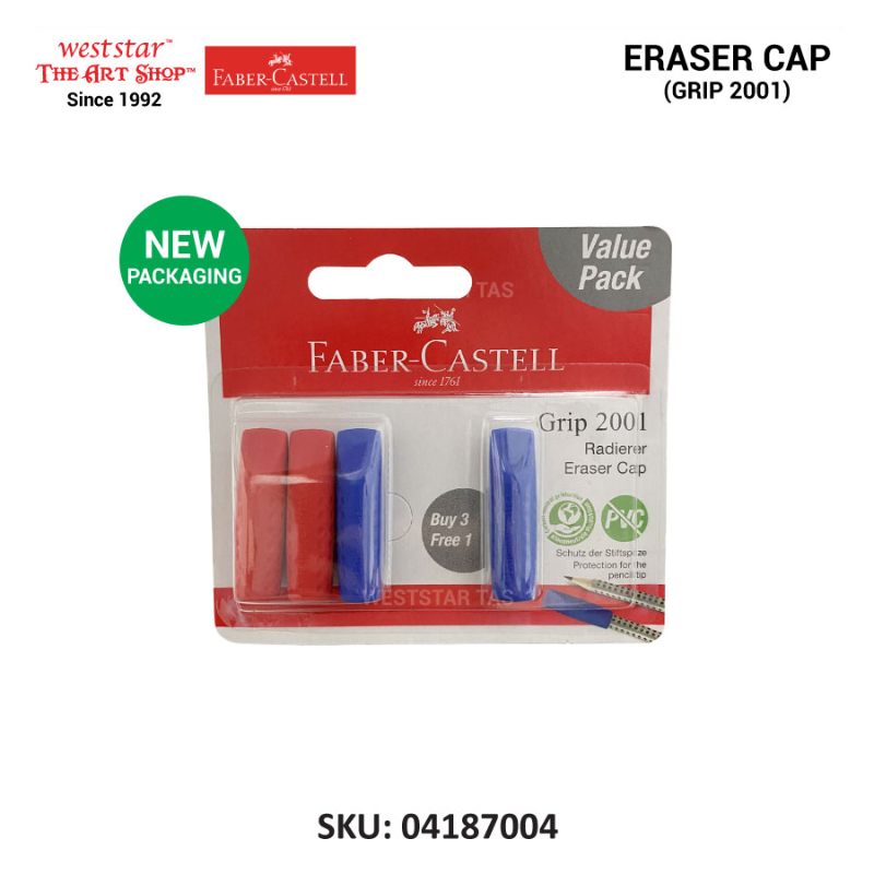 [Weststar TAS] Faber-Castell Eraser Cap GRIP 2001 Eraser Cap (3+1pc)