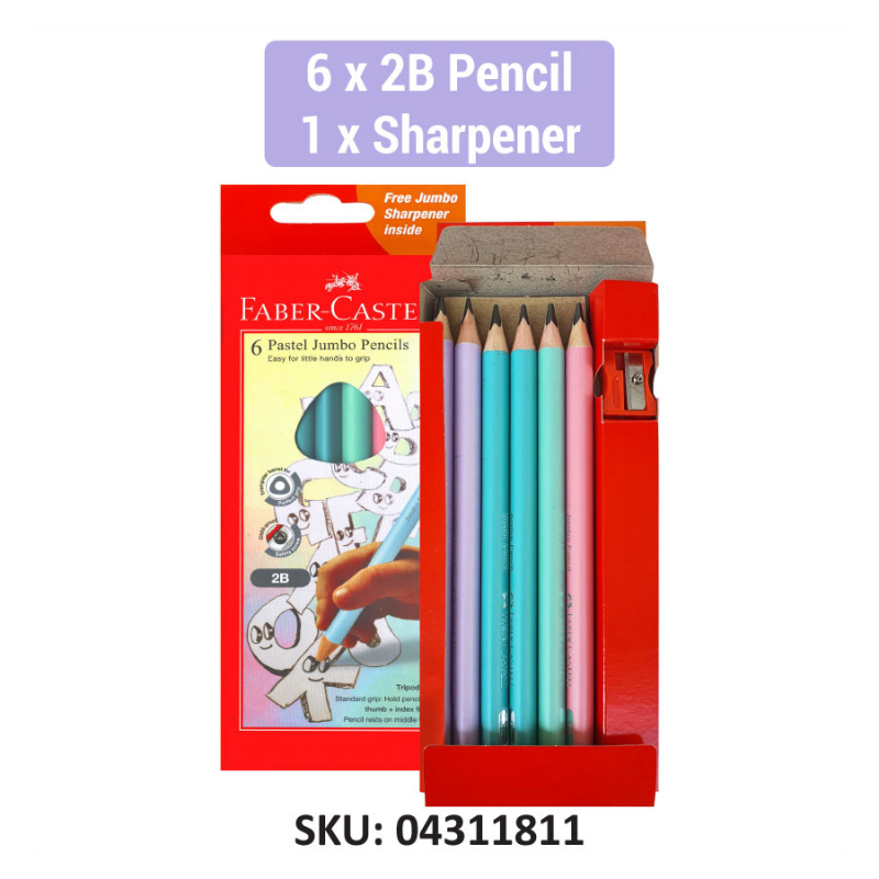Faber-Castell Pastel Jumbo Pencil 2B x 6pcs set
