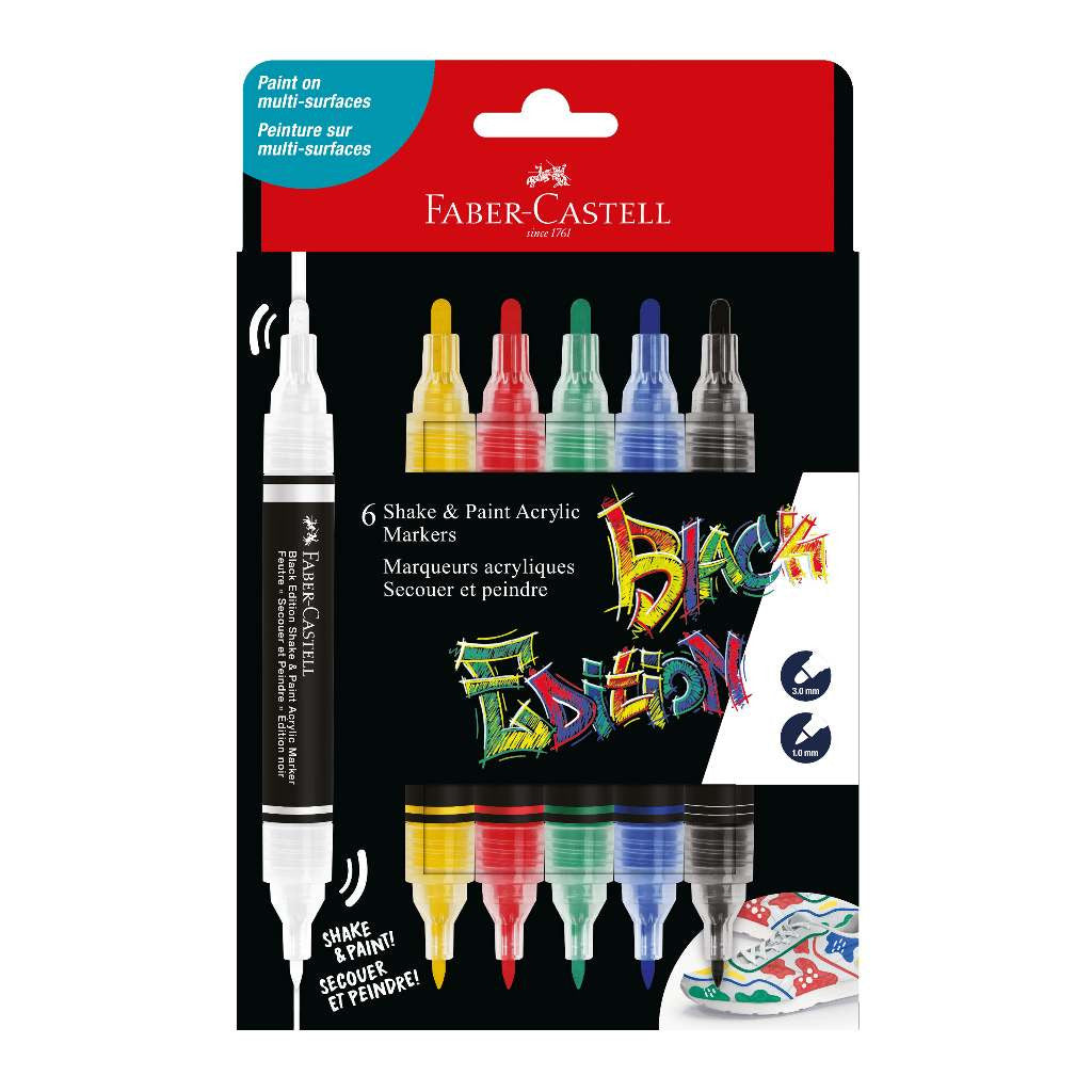 [WESTSTAR] FABER-CASTELL Black Edition - Acrylic Markers (Pack of 6)