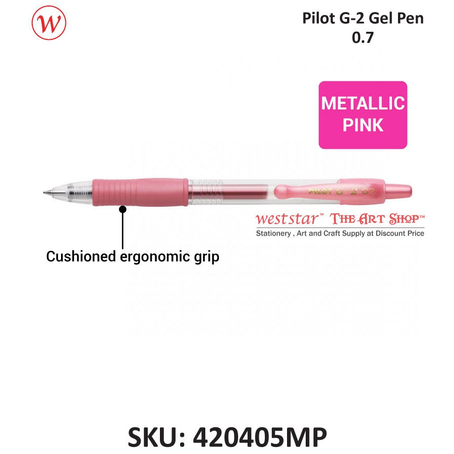 PILOT G2 Gel Pen, Pilot Retractable Gel Pen, Pilot G-2 Gel Pen (METALLIC / PASTEL COLOR) 0.7mm