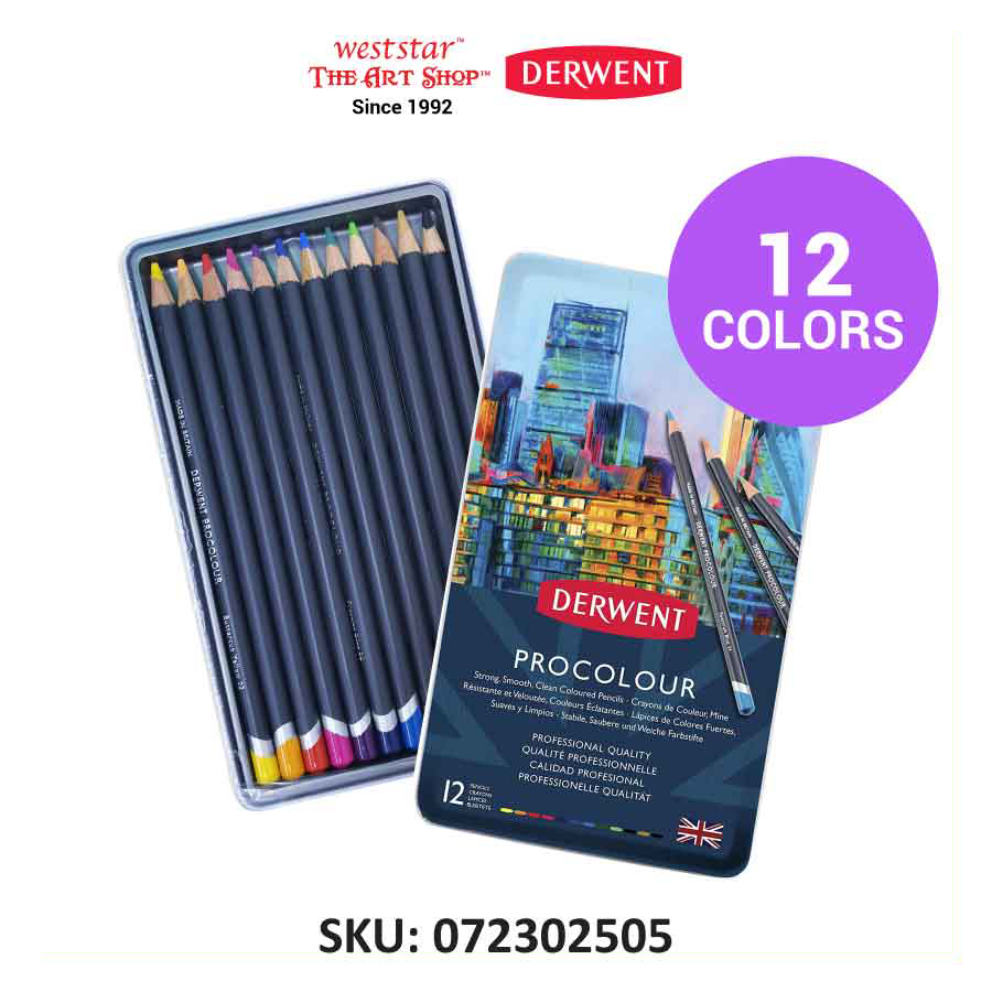 Derwent Procolor Color Pencil , Procolour Pencil | Tin of 12, 24, 36, 72pcs