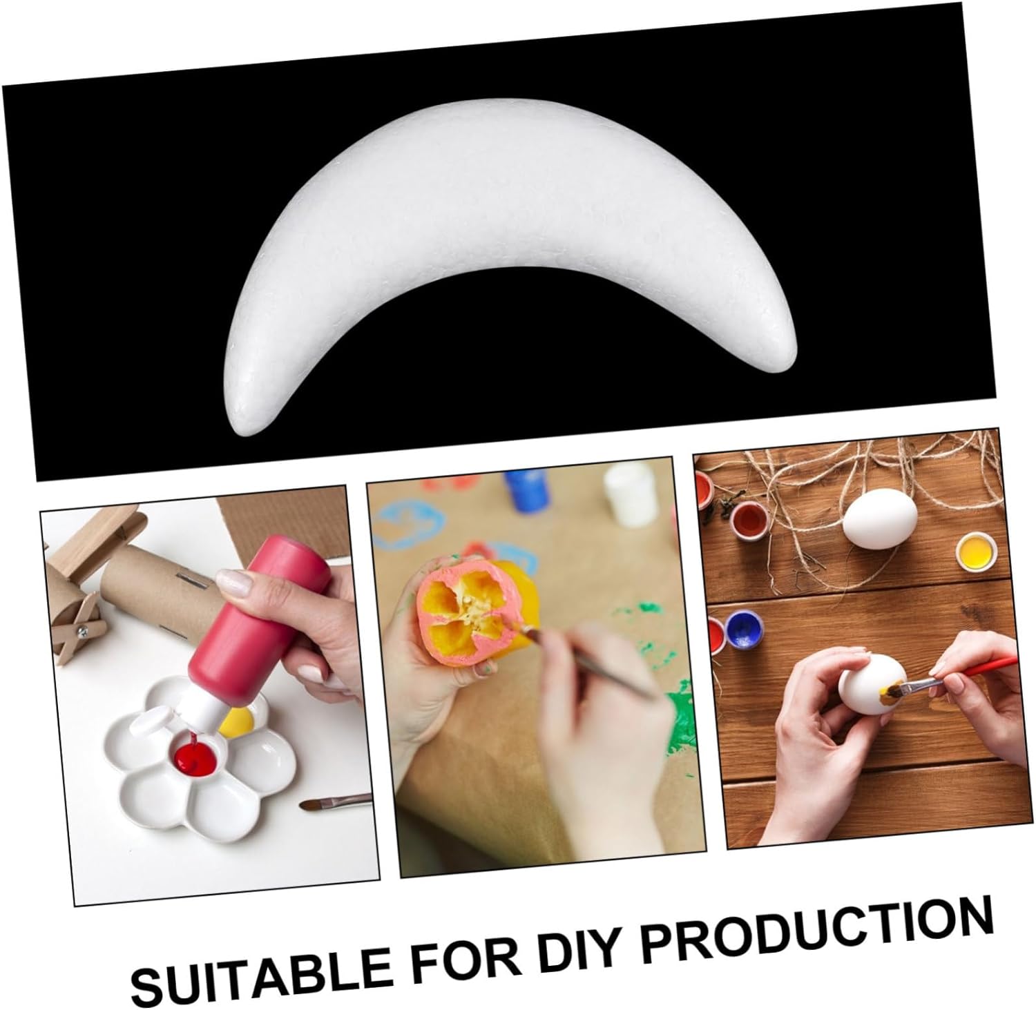 [WESTSTAR] DIY Styrofoam Shapes Moon Shaped White Foam Crafts Moon Shape Polystyrene Modelling Craft for Party