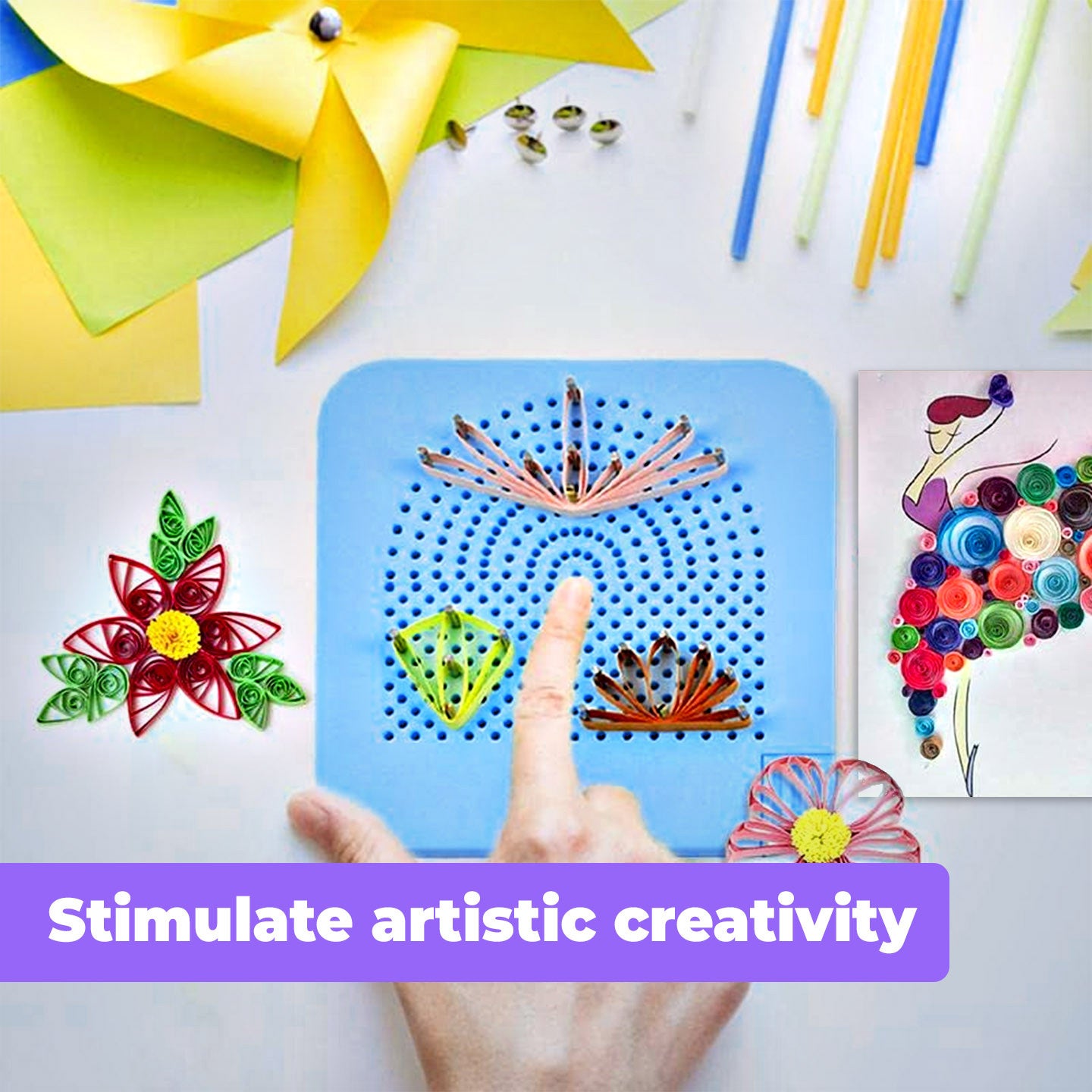[WE-ARTS] Paper Quilling Curling & Husking Board with Pins (10.5 × 10.5 cm) Alat Quilling Kertas DIY Craft Tools