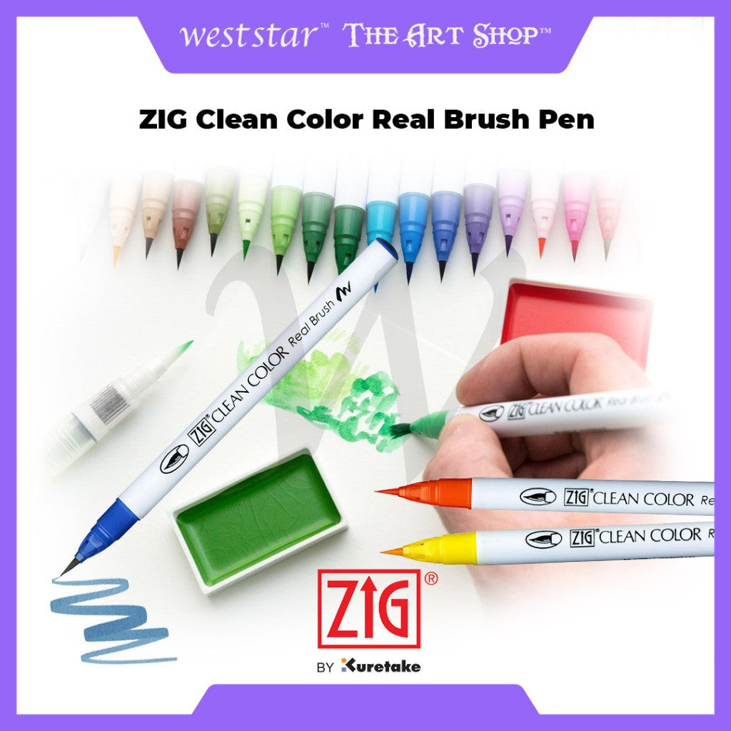 [WESTSTAR] KURETAKE ZIG Clean Color Real Brush Pen Water Color Brush Pen (Single Pc)