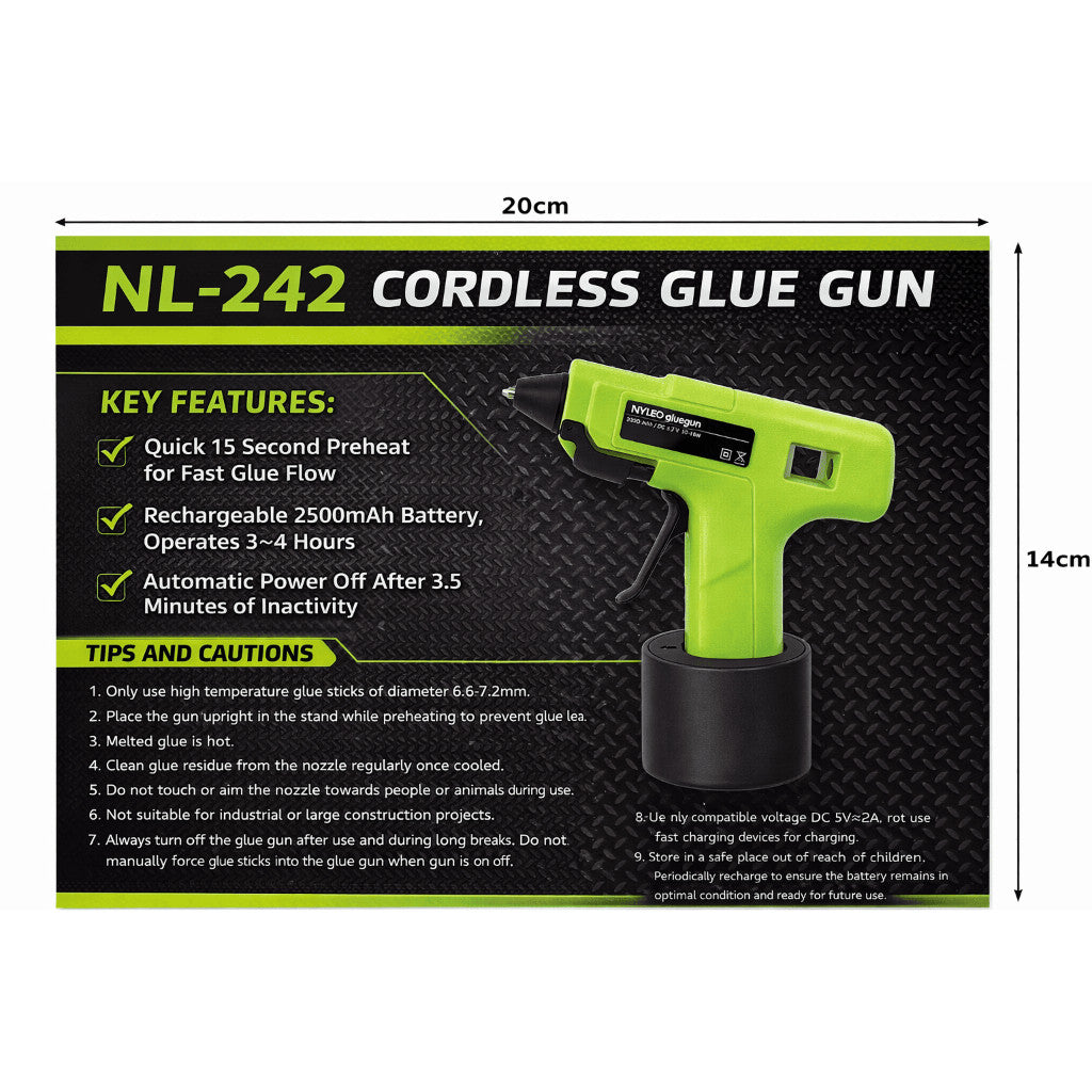 NYLEO Wireless Lithium Glue Gun NL246 / NL242 Cordless Glue Gun- Small Glue Gun