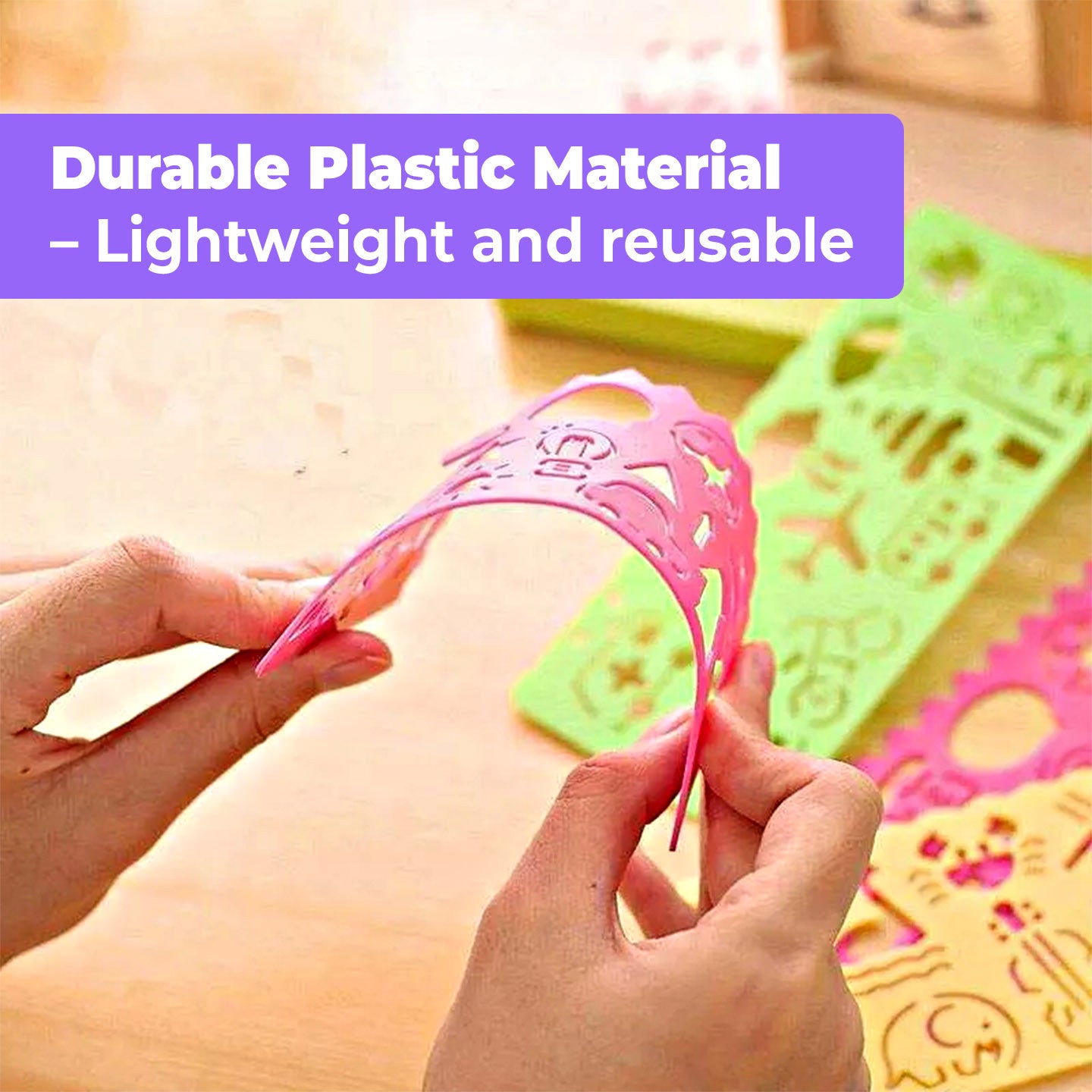 [WE-ARTS] Kids Plastic Drawing Stencil Set 6.3*14.7cm (4pcs Set) Alat Quilling Kertas DIY Craft Tools